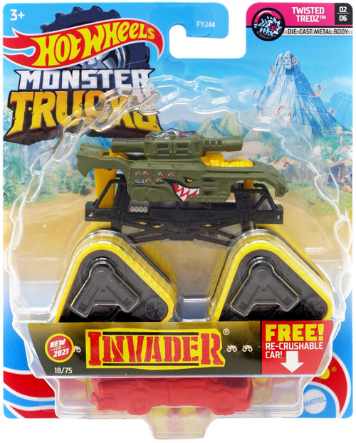 Hot Wheels Monster Trucks Twisted Tredz Invader 164 Diecast Car