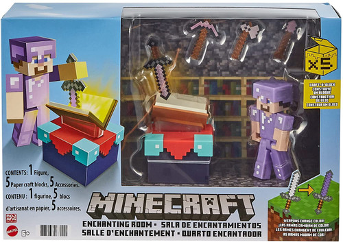 Minecraft Overworld Playset with 1 Action Figure & 10 Papercraft