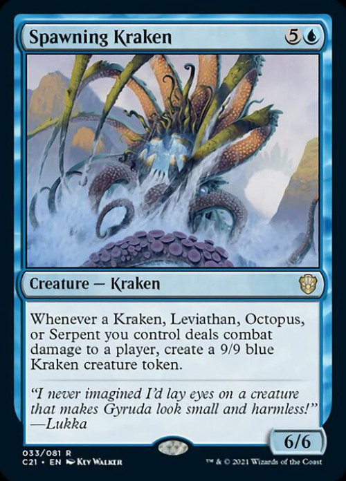 mtg kraken leviathan octopus serpent commander deck Magic The Gathering Commander 2021 Single Card Rare Spawning Kraken 33