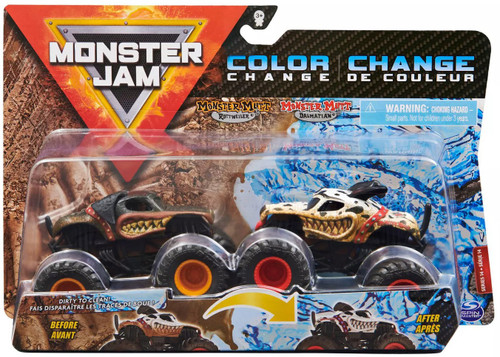 Monster Jam Color Change Monster Mutt Rottweiler & Monster Mutt Dalmatian  Diecast Car 2-Pack