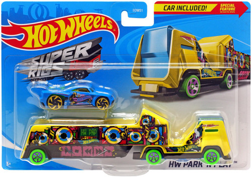 Hot Wheels Super Rigs HW Park N Play Diecast Car Yellow Mattel