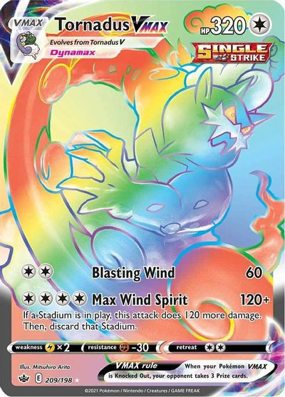 Pokemon Trading Card Game Sword Shield Chilling Reign Single Card Secret  Rare Tornadus VMAX 209 - ToyWiz