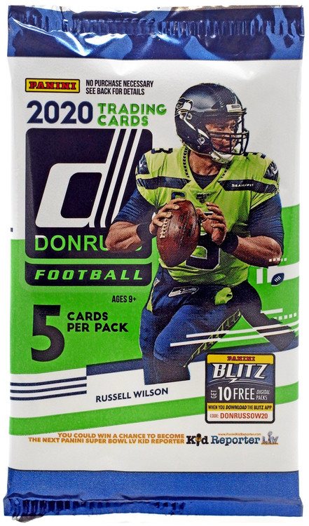 NFL Panini 2020 Donruss Football Trading Card Pack 5 Cards - ToyWiz