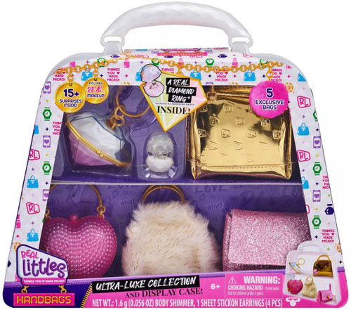 Shopkins Real Littles Bag Collection GOLD MAKEUP BAG w 6 Surprises Series 4  Mini