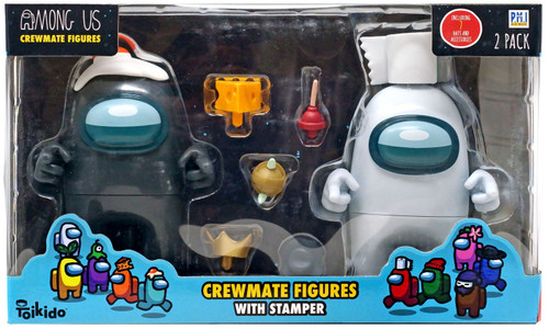 Among Us Crewmate Figures with Stamper Black Grey 4.5 Action