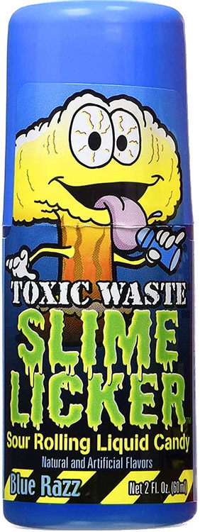 Slime Licker - Sour Rolling Liquid Candy - 4-Pack of Blue Razz Flavor - 2  ounces each Bottle - Toxic Waste - TikTok Challenge Trend Blue-Raspberry 2  Fl Oz (Pack of 4)