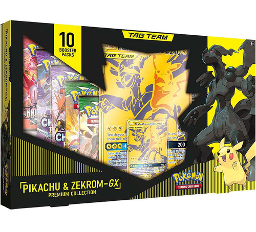 Pokemon Tag Team Tin Pikachu & Zekrom- TCG: Sun & Moon- Contains 4 Booster  Packs & Featuring 1 Special Art Pikachu & Zekrom-GX Foil Card