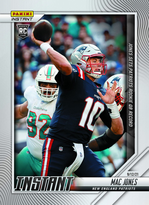 Mac Jones New England Patriots Fanatics Exclusive Parallel Panini Instant  NFL Week 12 Jones Throws for 300 Yards and 2 Touchdowns in Win Single  Rookie