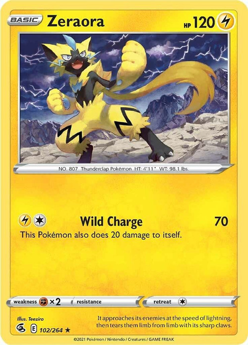 Pokemon Trading Card Game Sword Shield Fusion Strike Single Card Rare Zeraora 102 - ToyWiz Pokemon Trading Card Game Sword Shield Fusion Strike Single Card Rare Zeraora 102 - ToyWiz