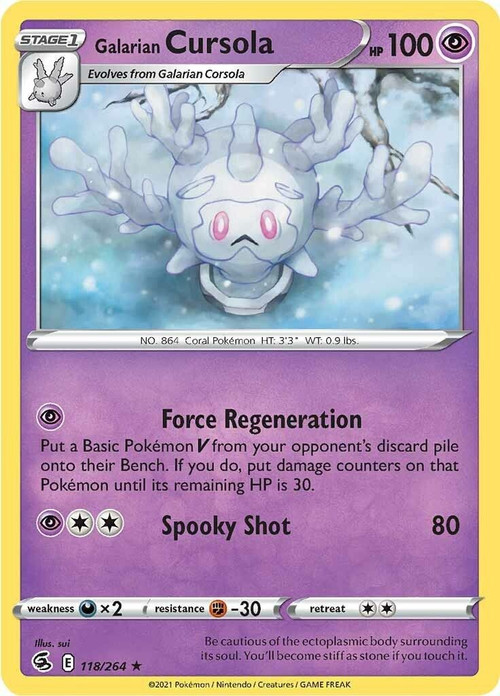 galarian corsola pokemon card 078 - Reverse Holofoil SWSH02 Rebel Clash Fusion Strike Singles Galarian Corsola 78/192 - SWSH02