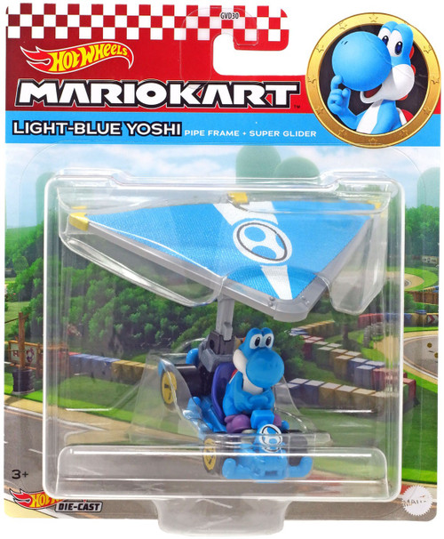 Hot Wheels Mario Kart Glider LightBlue Yoshi 164 Diecast Car Pipe