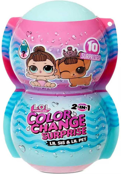 L.O.L. Surprise! Glitter Colour Change Lil Sis - Muñeca Coleccionable Con 5 Sorpresas Y Cambio De Color En Agua Fría