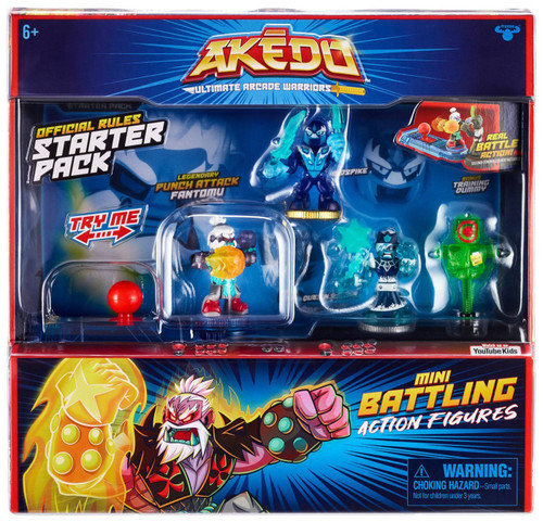 Akedo 14271 Ultimate Arcade Warriors Versus Pack EPIC POWERCORN VS KRAGNOX Mini Battling Action Figures Ready, Fight, Split Strike