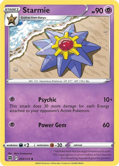 star pokemon cards Trading Card Game Sword Shield Brilliant Stars Single Card Uncommon Starmie 55 Pokémon ☆ (TCG) - Bulbapedia,