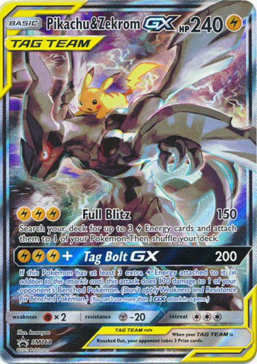 Pokemon Sun Moon Promo Single Card Ultra Holo Rare Pikachu Zekrom GX SM168  Lightly Played - ToyWiz