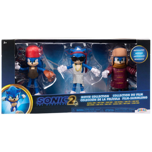 SONIC THE HEDGEHOG 2 3 PACK MOVIE COLLECTION FIGURE SET BASEBALL