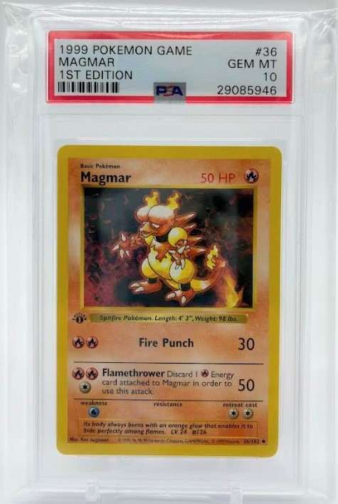 Pokemon Base Set Single Card Magmar 1st Edition PSA - Gem Mint 10