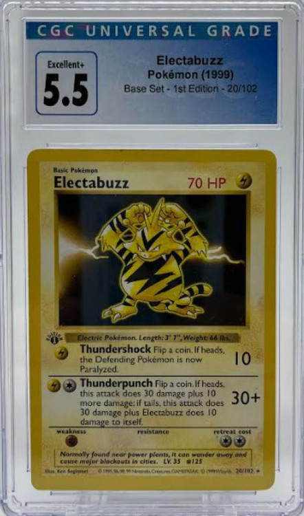 Pokemon Base Set Single Card 1st Edition Electabuzz 20102 CGC