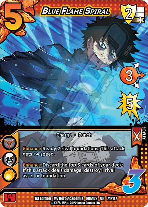 My Hero Academia Collectible Card Game Series 2 Crimson Rampage Ultra Rare Blue Flame Spiral #74 My Hero Academia Collectible Card Game Series 2 Crimson Rampage Ultra Rare Blue Flame Spiral #74
