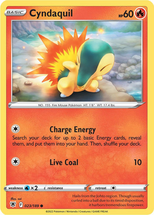 cyndaquil pokemon card holographic 059 Sandstorm Weakness Water ×2 Resistance None None Retreat Cost Cyndaquil - SWSH221 (Cosmos Holo)