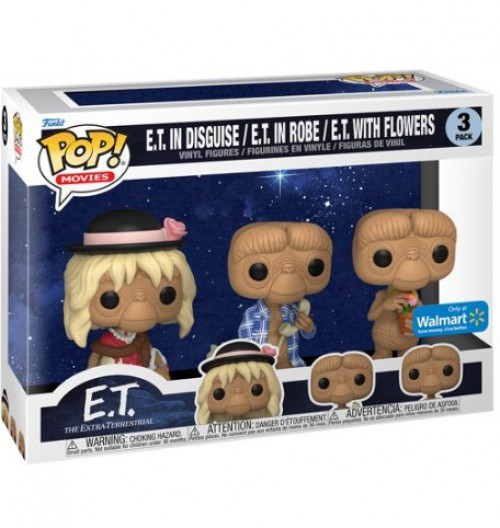 Funko E.T. POP Movies ET in Disguise, ET in Flannel ET with Flowers  Exclusive Vinyl Figure 3-Pack 40th Anniversary - ToyWiz