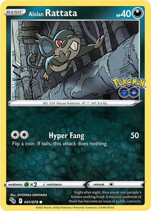 Pokémon TCG Alolan Raticate Pokémon GO 042/078 Regular Common Card