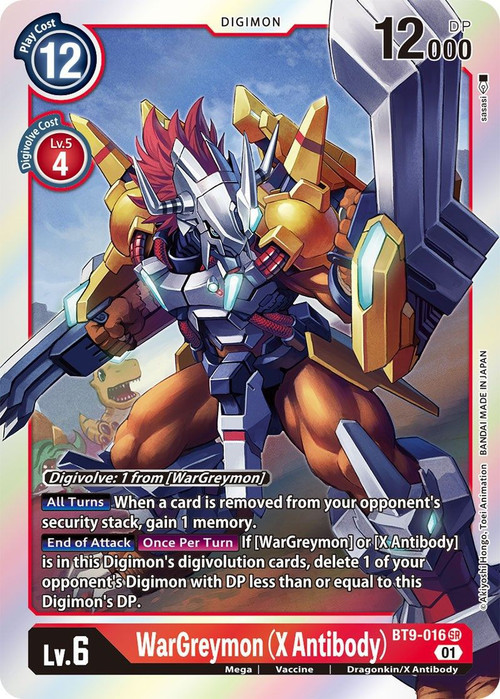 Digimon X-Record Single Card Super Rare WarGreymon X Antibody BT9