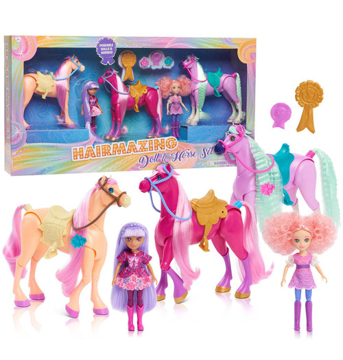 Hairmazing Apricot, Lacey, Raspberry, Orchid Lilac 5 Doll Horse