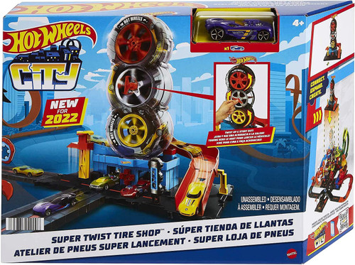  Hot Wheels City Super Twist Tire Shop Playset, Spin