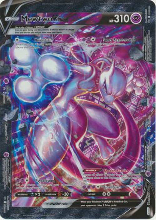 Pokemon Sword & Shield Promo Holo Mewtwo V-Union SWSH162 [Oversized]