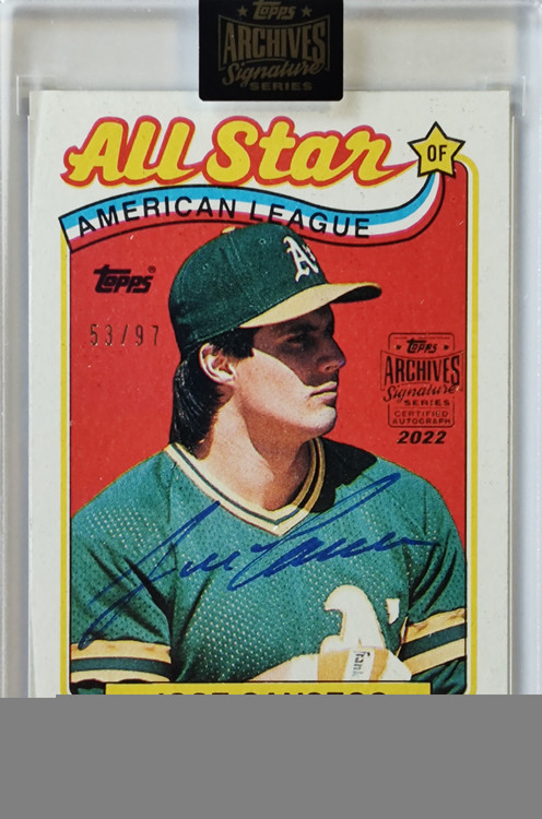 2023 TOPPS ARCHIVES SIGNATURE SERIES JOSE CANSECO ON CARD AUTO SP