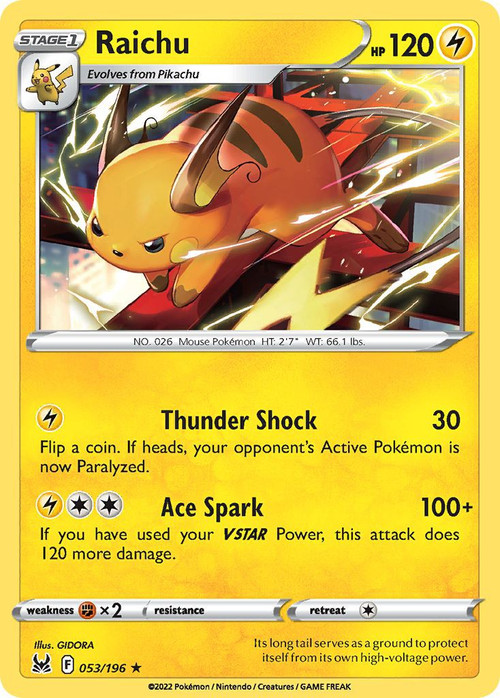 raichu pokemon card value stage 1 V 158/172 - Brilliant Stars - Ultra Rare Base Set Holofoil  buy this pokmon card at Pok Jeux. Raichu Price & Card Details
