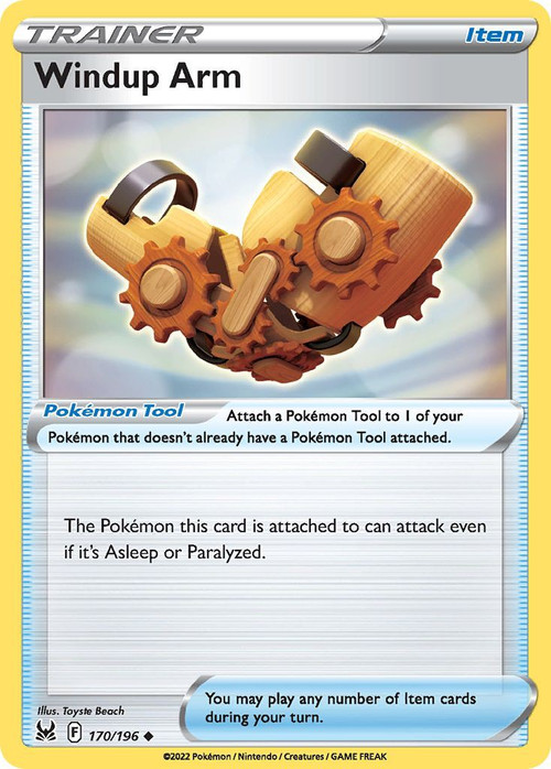 Pokemon Trading Card Game Lost Origin Single Card Uncommon Windup Arm Pokemon Tool 170 - ToyWiz Pokemon Trading Card Game Lost Origin Single Card Uncommon Windup Arm Pokemon Tool 170 - ToyWiz