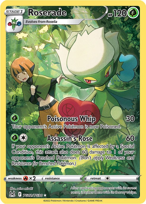 rosebud pokemon card Pokemon Trading Card Game Lost Origin Single Card Ultra Rare Roserade TG02  Trainer Gallery