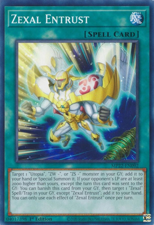 YuGiOh 2022 Tin of the Pharaohs Gods Single Card Common Zexal Entrust MP22EN092 ToyWiz