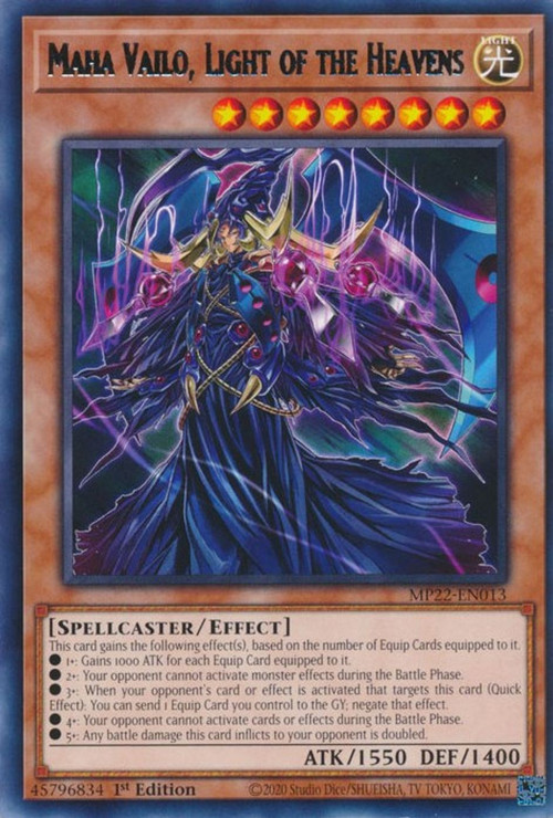 YuGiOh 2022 Tin of the Pharaohs Gods Single Card Rare Maha Vailo, Light