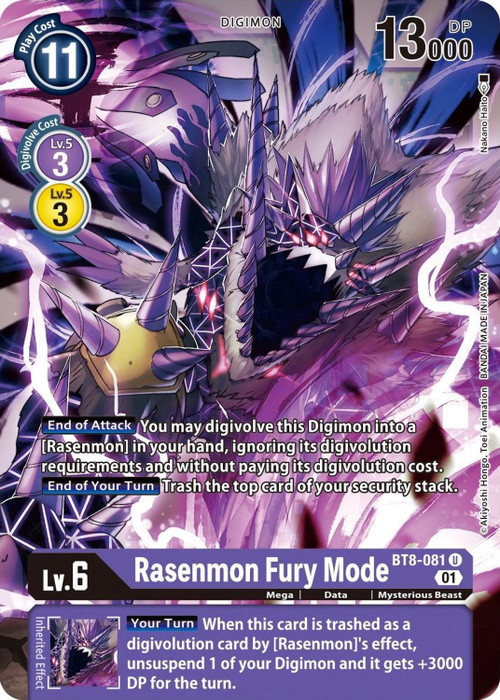 Digimon New Awakening Single Card Uncommon Rasenmon Fury