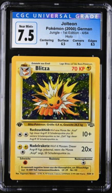 Pokemon Jungle Single Card Rare Holo Jolteon German 4 CGC - Near Mint 7.5  4091084056 - ToyWiz