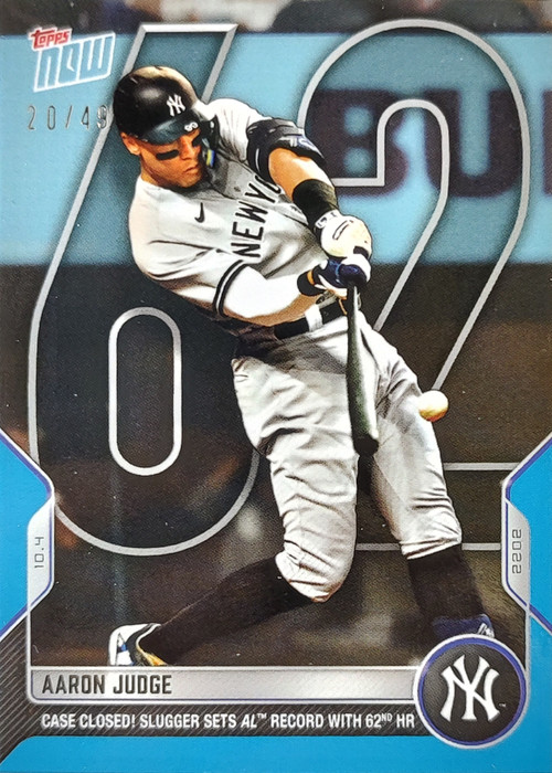 MLB New York Yankees 2022 Topps Now Aaron Judge Trading Card #929 [Clubs  60th HR of the Season During Dramatic Win]