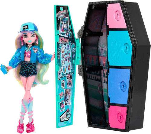 Monster High Doll and Fashion Set, Draculaura Doll, Skulltimate Secrets:  Fearidescent Series, Dress-Up Locker with 19+ Surprises