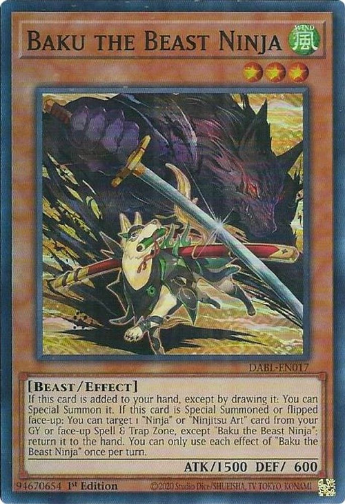 YuGiOh Darkwing Blast Single Card Super Rare Baku the Beast Ninja