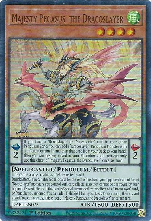 YuGiOh Darkwing Blast Single Card Ultra Rare Majesty Pegasus, the  Dracoslayer DABL-EN023 - ToyWiz
