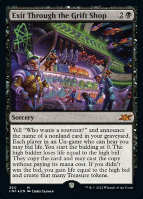 MtG Unfinity Mythic Rare Exit Through the Grift Shop #360 [Galaxy