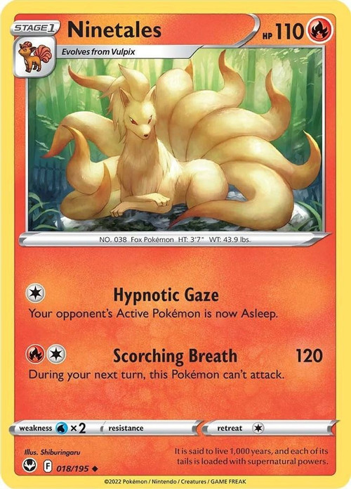 9 tailed fox pokemon card Trading Game Sword Shield Silver Tempest Single Card Uncommon Ninetales 18 Lightly Played /// Lightly Played FoilCards in Lightly Played (LP) condition may have minor border or corner wear Ninetales Proxy Card | Obsidian