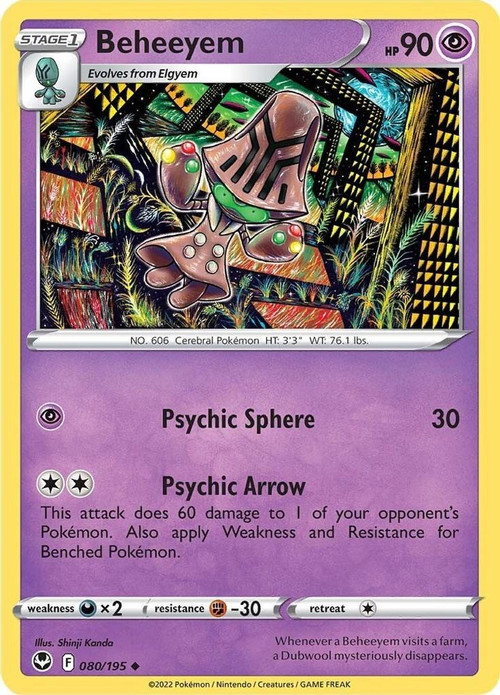 Pokemon Trading Card Game Sword Shield Silver Tempest Single Card Uncommon Beheeyem 80 - ToyWiz Pokemon Trading Card Game Sword Shield Silver Tempest Single Card Uncommon Beheeyem 80 - ToyWiz