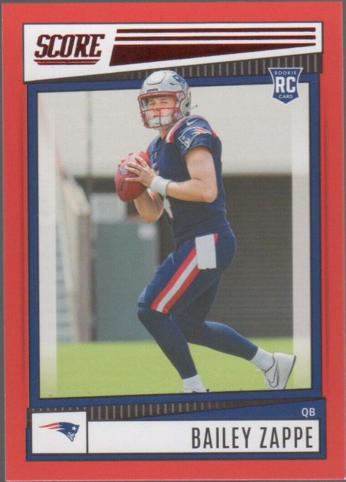 NEW 2022 Panini SCORE Football Authentic BAILEY ZAPPE Football ROOKIE Card  - New England Patriots