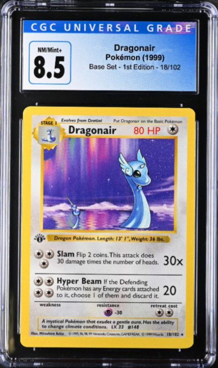 Pokemon Base Set Single Card Rare Dragonair 1st Edition 18 CGC