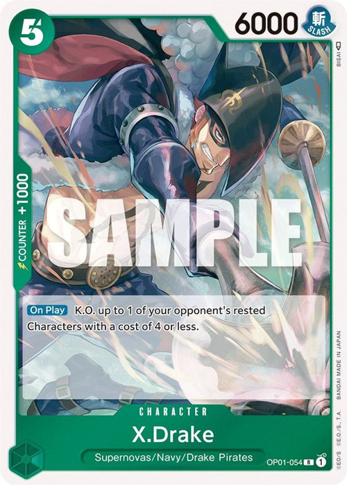 drake pokemon card One Piece Trading Game Romance Dawn Single Card Rare X.Drake OP01-054 054 Pokemon Drake the snake