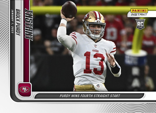 NFL San Francisco 49ers 2022 Instant Weekly Football Single Card 1 of 2247 Brock  Purdy 186 Rookie Card, Leads 49ers to 10th Straight Win with 3 Touchdowns -  ToyWiz