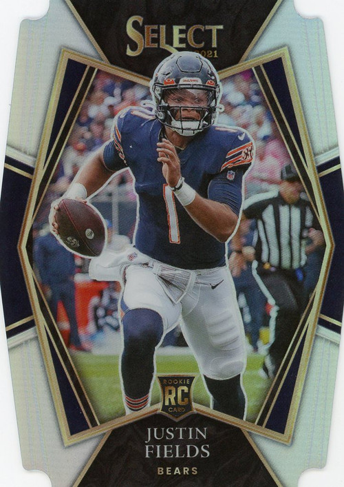 NFL 2021 Select Football Justin Fields Silver Die-cut Trading Card #150  [Rookie Premier]